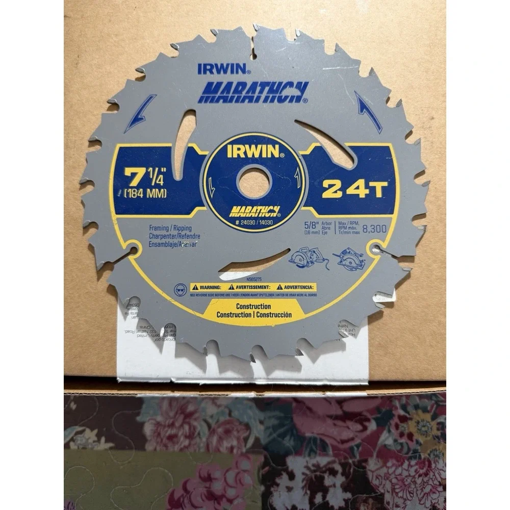 14030 Irwin Marathon Circular Saw Blade 7-1/4 24 Tooth LOT OF 2 Ripping Framing
